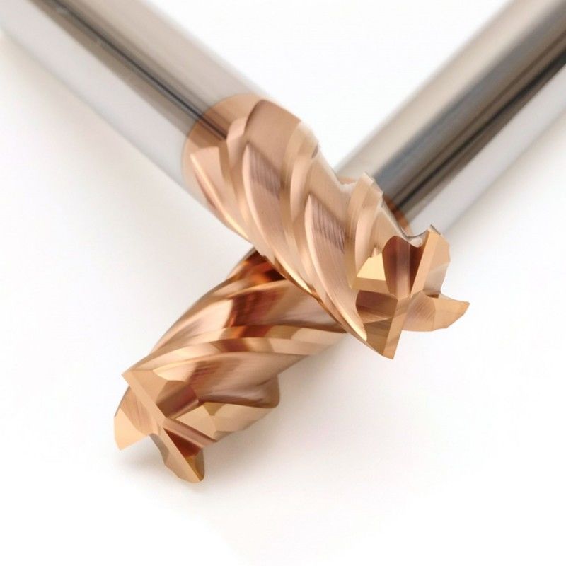 Moulin d'extrémité de carbure solide carré HRC55 degré Couche de couleur bronze 4 flûtes